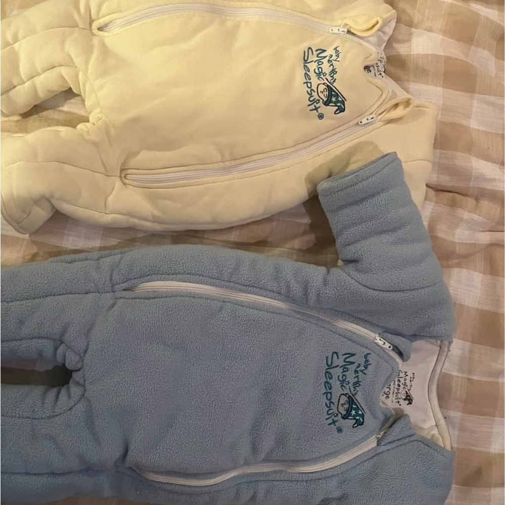 Merlin Baby Sleep Suit - Blue and Cream